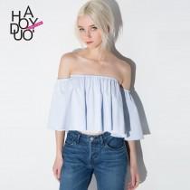 wedding photo - Spring/summer 2017 new sexy drape neck strapless tops loose blouses with short sleeves - Bonny YZOZO Boutique Store