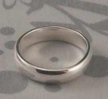 wedding photo - Plain Jane 5mm Wide Solid Sterling Silver Wedding Band--Rounded Traditional Ring--Simple Silver Wedding Band