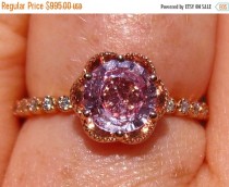 wedding photo - Valentine Day Sale... Pink Sapphire Engagement Ring in Rose Gold PEONY Design, Rose Gold Engagement Ring, Pink Sapphire Ring