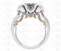 wedding photo - Le Seul Desir White/Rose Gold Accents Skull Engagement Ring