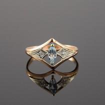 wedding photo - Art Deco Ring, Gold Ring, Gemstone Ring, Geometric Ring, Promise Ring, Antique Ring, Birthstone Ring, Marquise Ring, Rose Gold Ring