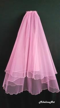 wedding photo - Pink Wedding Veil, Two Layers