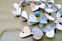 wedding photo - Duck egg blue, paper garland, blue garland, heart garland, wedding garland, blue wedding, tilda paper
