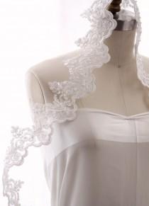 wedding photo - Bridal veil- Mantilla veil- wedding veil-chapel veil- beaded lace veil-beaded veil- style 150