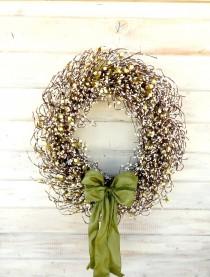 wedding photo - LARGE Wedding Wreath-Winter Wedding Decor-SAGE & CREAM Door Wreath-Scented Wreath-Winter Door Wreath-Front Door Decor-Wedding Decorations