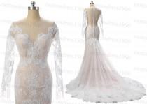 wedding photo - Long Sleeve Elegant Wedding Dress Handmade Lace Mermaid Wedding Gowns White/Ivory Bridal Gowns Lace Dress For Wedding