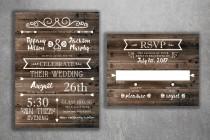 wedding photo - Country Wedding Invitations Set Printed - Rustic Wedding Invitations, Burlap, Kraft, Wood, Affordable, Vintage, Outside, Cheap, Southern