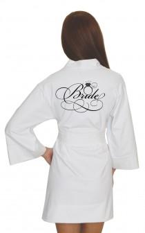 wedding photo - White Bridal Robe, Bride Cotton Modal, Bridal Wedding Robe, Bridal Lingerie, wedding gift ideas, getting ready robe, honeymoon gift boudoir