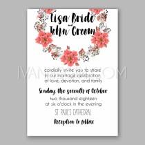 wedding photo -  Wedding Invitation Floral Bridal Shower Invitation Wreath with pink flowers Anemone, Peony - Unique vector illustrations, christmas cards, wedding invitations, imag