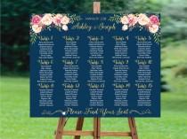 wedding photo - Wedding Seating Chart, Wedding Seating Chart Printable, Wedding Seating Plan,Gold Wedding Seating Chart Template, Navy Wedding Seating Chart