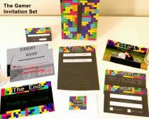wedding photo - The Gamer Video Game Themed Customized Wedding Invitation Suite; Nerdy Fun for Offbeat Weddings; 8-Bit Nintendo, Tetris Inspired; Printable