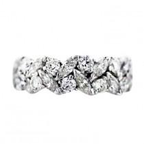 wedding photo - Platinum Marquise And Round Diamond Eternity Band Ring