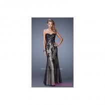 wedding photo - LF-21088 - Strapless Sequin Dress with Lace Appliques - Bonny Evening Dresses Online 