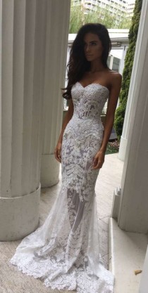 wedding photo - Charming White Lace Wedding Dress,Sexy Sweetheart Bridal Dress,Sexy See Through Wedding Dress