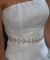wedding photo - Crystal Bridal Sash, Custom Color Ribbon Belt, Rhinestone Wedding Belt, Crystal Sash, Wedding Dress Sash, Bridesmaid Sash, Add a Bling Belt