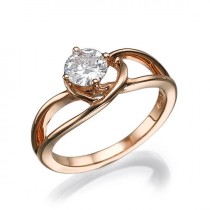 wedding photo - Unique Engagement Ring 14K rose gold Moissanite engagement ring prong setting bridal jewelry, Moissanite Ring, Curved Ring, Twist ring