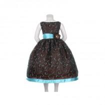 wedding photo - Chocolate/Turquoise Taffeta Organza Embroidered Dress Style: D3110 - Charming Wedding Party Dresses