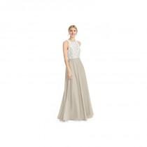 wedding photo - Taupe Azazie Kate - Scoop Back Zip Floor Length Chiffon And Lace Dress - The Various Bridesmaids Store