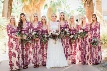 wedding photo - Desert Chic Wedding with Bold Embroidered Bridesmaids Dresses