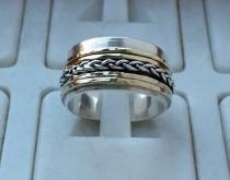 wedding photo - Silver and Gold ,Ring ,Wedding  Band ,Sterling Silver 925, 14 K Gold ,Wedding Ring , Handmade ,Artisan Crafted , Band ,Women