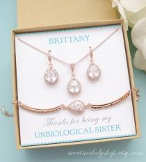 wedding photo - Personalized Bridesmaid Gift, Rose Gold Bridesmaid Earrings Necklace Bracelet, Bridesmaid Jewelry Set, Mother of Bride Gift,Bridesmaid Gifts