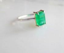wedding photo - Custom Emerald Engagement Ring, Emerald Cut Natural Colombian Emerald, Alternative Engagement Ring, Rose Gold Yellow Gold, White Gold