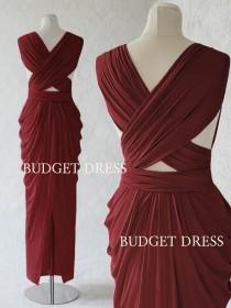 wedding photo - NEW STYLE Marsala Red Convertible Dress, Twist And Wrap Bridesmaids Dresses, Full Length Prom Dress With Slit, Multiway Event Dresses