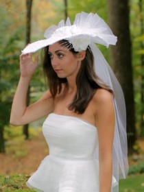 wedding photo - Lace Wedding Hat, High Fashion Headpiece, Alencon Lace Hat with Veiling, Bridal Headpiece, Style No. 4131