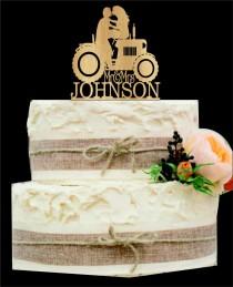 wedding photo - Tractor Wedding Cake Topper, Bride and Groom Wedding Cake Topper, Rustic Wedding Cake Topper, Country Wedding cake topper, wedding decor