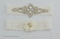 wedding photo - White wedding garter, ivory wedding garter, lace bridal garter, stretch lace wedding garter