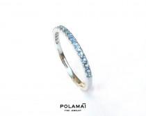 wedding photo - Aquamarine Eternity Ring . Solid 18k or 14k Gold . Full 3/4 Half Etrnity . Wedding Band . Stacking Ring . Yellow White Rose Gold