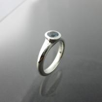 wedding photo - Green Sapphire Bezel Set Ring, Unique Sapphire Bezel Engagement Ring, Modern Unique Ethical Promise Ring - Silver, 14k, 18k Gold or Platinum