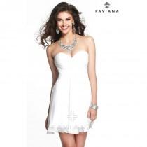 wedding photo - Ivory Faviana 7420 - Short Chiffon Simple Dress - Customize Your Prom Dress