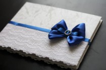 wedding photo -  Royal Blue Wedding Guest Book Lace  Baby Shower Book  Blue Reception Journal  Blue Guest Book  Blue Sign in Book  Blue Wishes Book