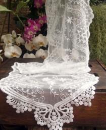 wedding photo - Vintage Style Lace Table Runner with Beads or Pearls   Simply Stunning!!!!