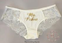 wedding photo - Personalized Lingerie, Bride Panties, Bridal Shower Gift, Mrs Panties, Personalized Panties Underwear, Honeymoon, Bachelorette, Bride Gift