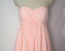 wedding photo - Pink Short/Floor Length Sweetheart Bridesmaid Dress Chiffon Pale Pink Strapless Dress-Custom Dress