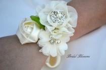 wedding photo - BEST SELLER Ivory Chiffon Satin Flower Wrist Corsage 