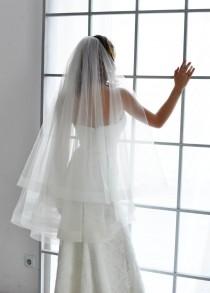 wedding photo - wedding veil, horsehair veil, horsehair trim veil, 2" trim veil, cathedral veil, drop veil, double layer veil, blusher veil, horse hair