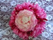 wedding photo - Pink Wedding Bouquet, Bridal Pink Bouquet, White Pink Bouquet, Beautiful Pink Rose, Sparkly Handle, Pink Peony Dahlia Bouquet