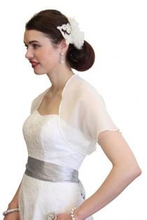 wedding photo - Ivory Chiffon Bolero With Short Sleeve 810CH-IVY