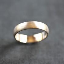wedding photo - Men's Gold Wedding Band, Recycled 14k Yellow Gold 5mm Wide Brushed Low Dome Man's Gold Wedding Ring - Made in Your Size
