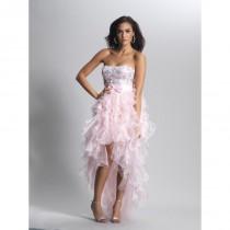 wedding photo - 2014 Special Strapless Pink Organza A-line Arrival High-low Prom/cocktail/homecoming Dress Dave And Johnny 8844 - Cheap Discount Evening Gowns