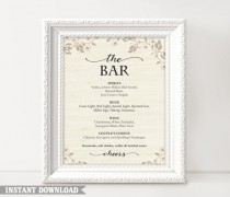 wedding photo -  Bar sign, Bar Menu Sign, Printable bar sign, Wedding Bar Sign, Custom signs, Drinks sign, Templates Download, Script Sign, Gold Texture