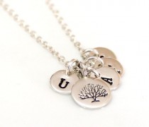 wedding photo -  Tree of Life Initial Sterling Silver, Family Tree Necklace, Personalized Wife Jewelry Gift, Tree of Life Necklace, Mom Grandma