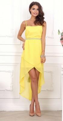 wedding photo -  Yellow Day to day clothing women Chiffon Wedding Asymmetric Maxi Dress Summer Open shoulder dress Cocktail Party yellow dress