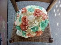 wedding photo - Mint blue and coral bouquet 