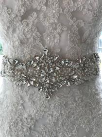 wedding photo - NEW-LOW PRICE-Wedding Sash-Wedding Belt-Bridal Belt-Bridal Sash-cummerbunds-Applique-Rhinestone-Crystal-belt-Ivory Sash-White Sash-Navy