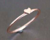 wedding photo - Heart Ring Solid 10K Rose Gold Band with Small Heart - PROMISE RING