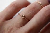 wedding photo - 14K Morganite Diamond Ring, 14K Rose Gold, Solid Gold, Engagement Ring, Promise Ring, Pink Stone, Dainty Ring